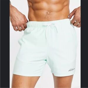 Hollister blue script logo guard swim shorts men’s XS